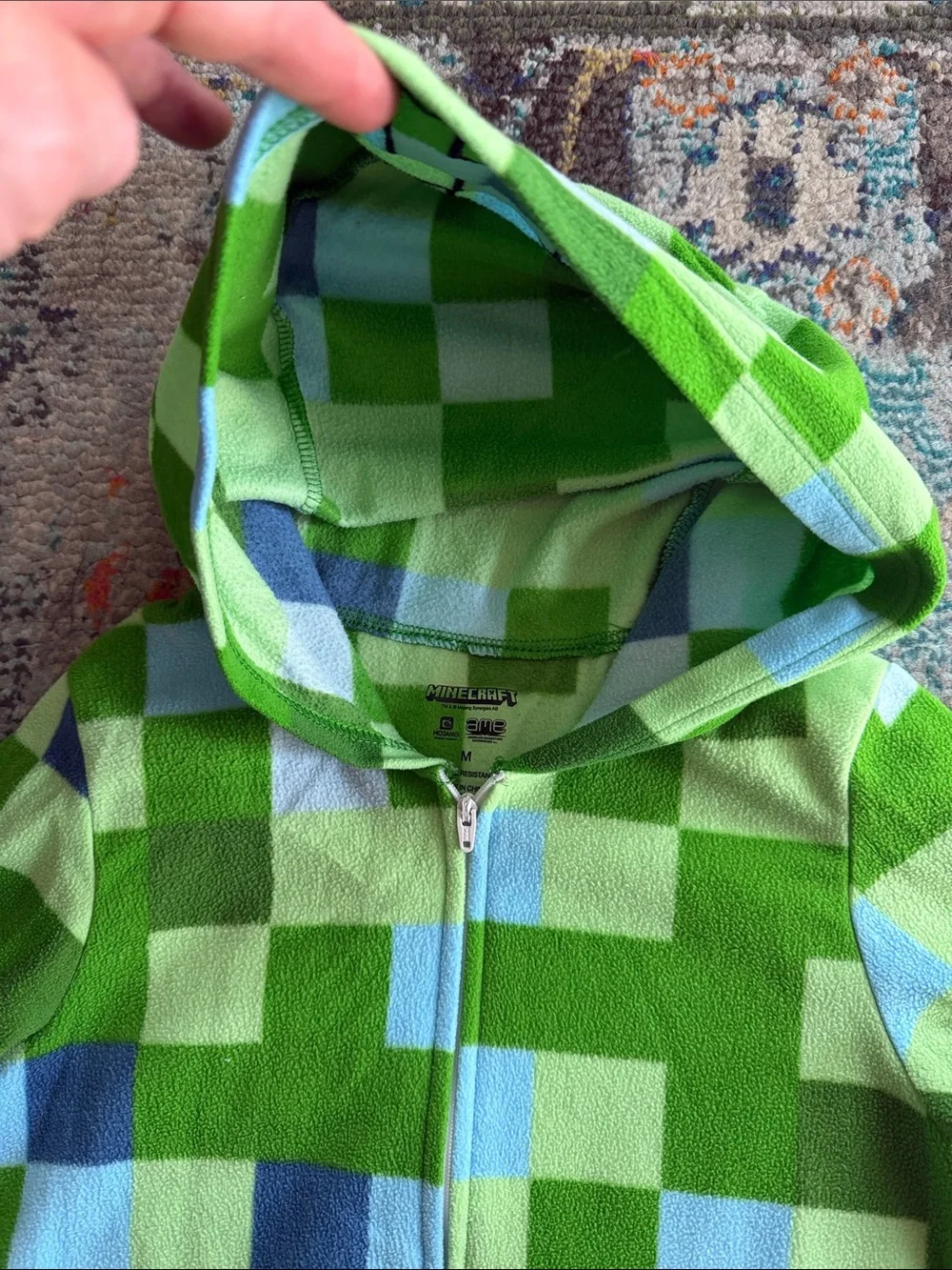 Minecraft Creeper Fleece Hooded Onesie Pajamas Union Suit